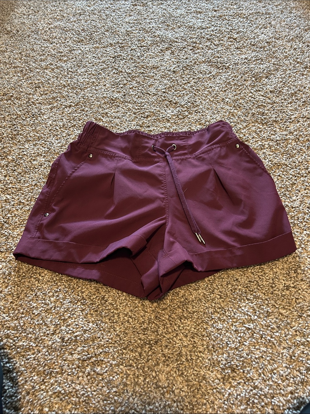 Mondetta Women's Wine High-Waist Drawstring Shorts